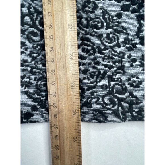 LOFT Floral Jacquard Puffed Shoulders Cutout Back Long Sleeve Top size Large Bla - Picture 6 of 6